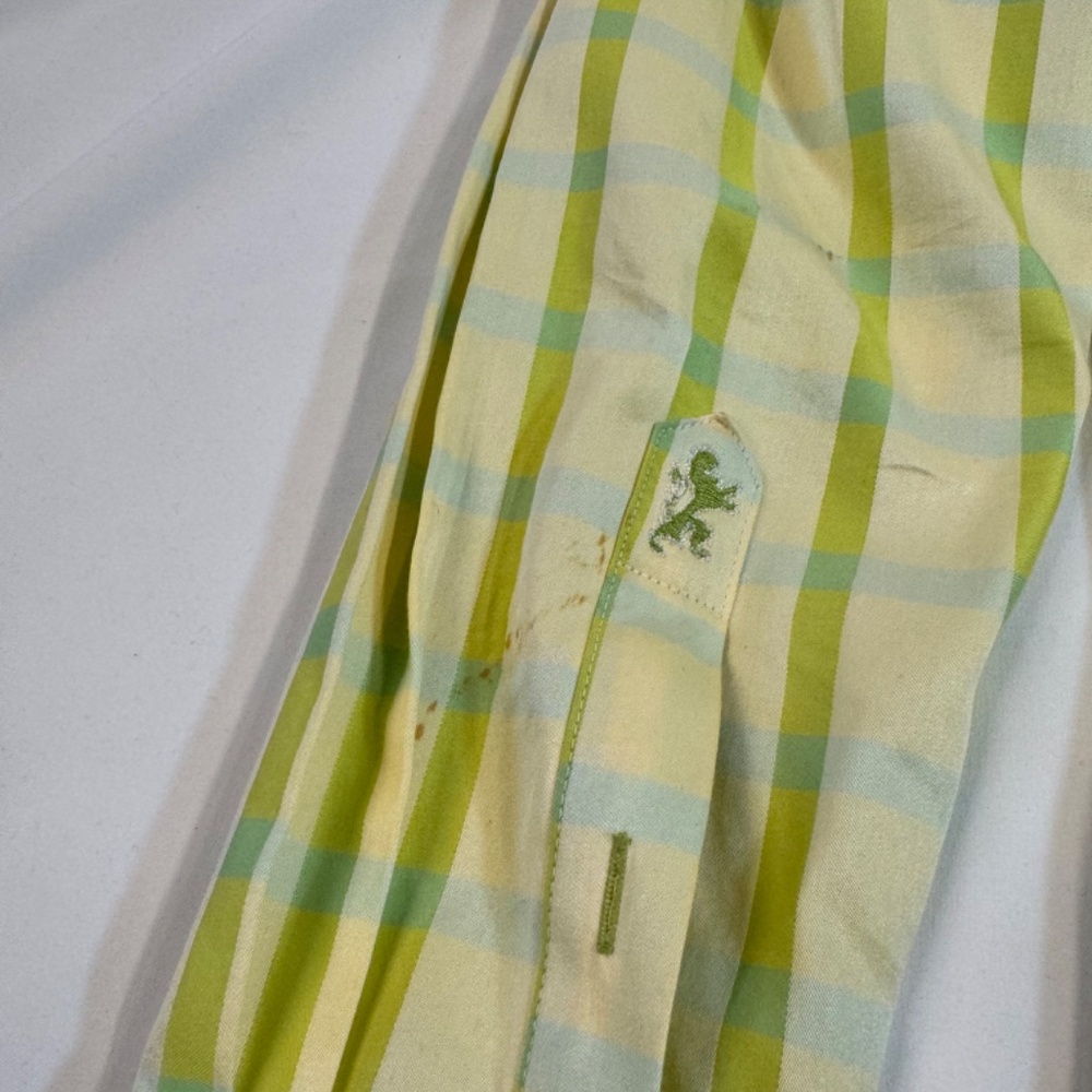 Bugatchi Button Down Yellow/Green Plaid Shirt - image 6